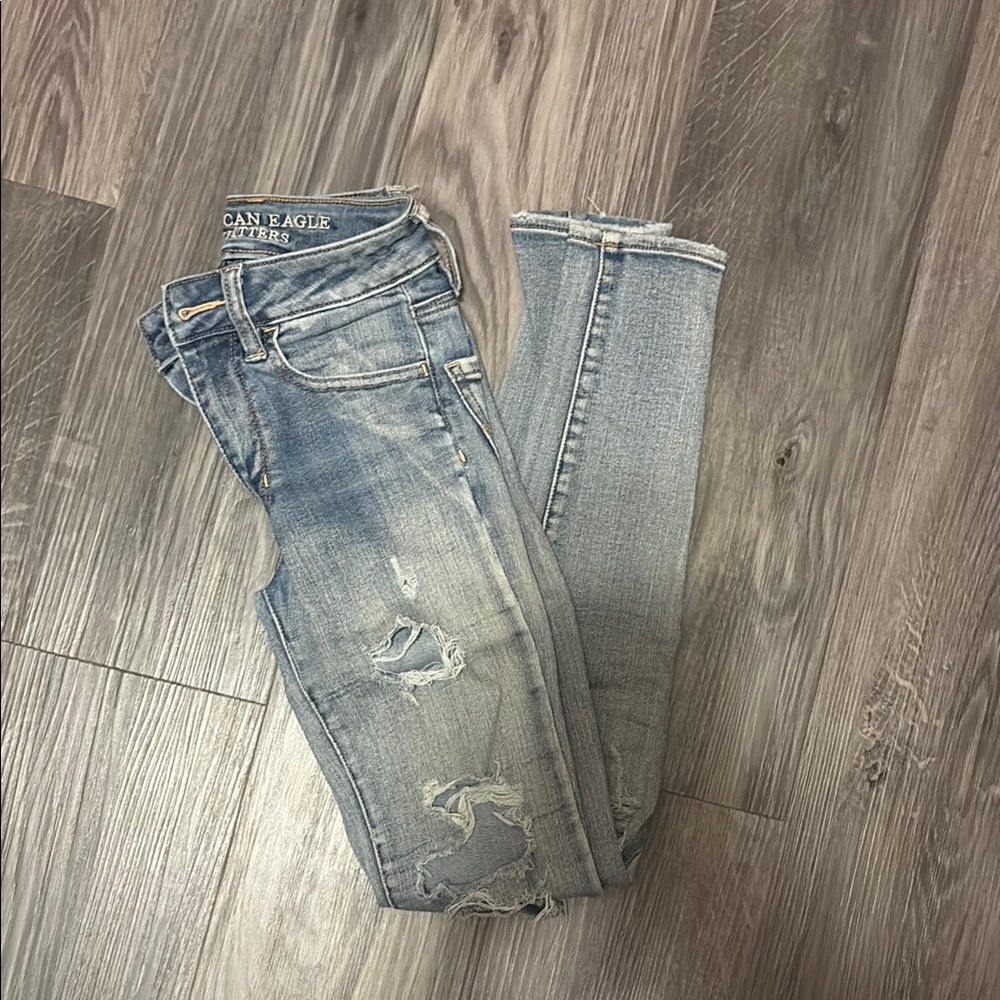 American Eagle Outfitters Blue Skinny Jeans Distressed